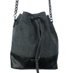 Bolsa Bucket Tecido Napa Preto-Feminino