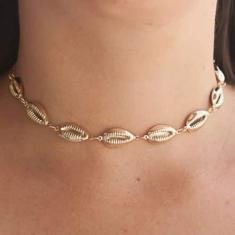 Colar Choker Buzios Folheado A Ouro 18k - Milena Joias