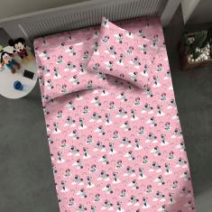 Jogo De Cama Portallar Casal Malha Mista Estampado Disney Minnie Nuvem 3 Peças Rose