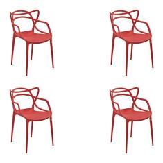 Kit 4 Cadeiras Decorativas Sala e Cozinha Feliti (PP) Vermelha - Gran Belo