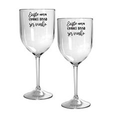 Kit 2 Taças Vinho Acrílico Personalizadas - Chance de Ser Vinho