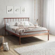 Cama Casal em Aço Begônia CabeCasa MadeiraMadeira Cobre