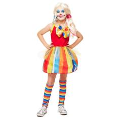 Fantasia Palhacinha Infantil Menina Vestido Palhaça + Meias