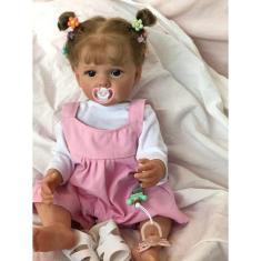 Boneca fofa realista de 22 polegadas com cabelo loiro enraizado