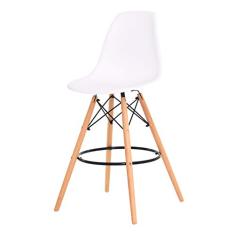 Banqueta Alta Eiffel Eames Branca Base Madeira Cozinha Bar Bistrô Bancada