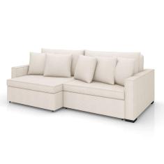 sofá 3 lugares retrátil e reclinável rivera linho bouclé cru 225 cm