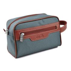 Bolsa / Necessarie ANDRIA em Nylon c/ Couro Galvani, Petróleo com pinh