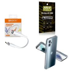 Capinha Motorola G13 + Adaptador P2 Pra Tipo C + Película 3D