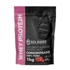 Whey Protein Concentrado 1Kg - Morango - 100% Puro Importado - Soldiers Nutrition