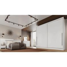 Guarda Roupa Casal 2 Portas de Correr Geom - Móveis Novo Horizonte - Branco