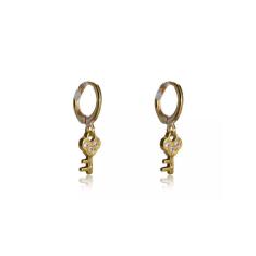 Brinco Argolinha Com Chave Folheado