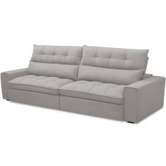 Sofá Retrátil Reclinável Para Sala de Estar Living 250cm Dimas F04 Veludo Cinza - Lyam Decor