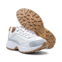 20523GRF Tênis Feminino em couro Sneaker Chunky com forro espumado - D