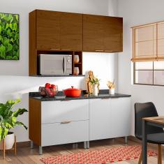 Cozinha Completa Bartira Rubi com 6 Portas, 2 Gavetas e 4 Prateleiras - 160cm de largura - Grapia Platinum