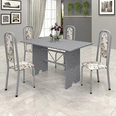 Conjunto de Mesa 120x75cm Tampo Granito com 4 Cadeiras Lavínea Soma Móveis