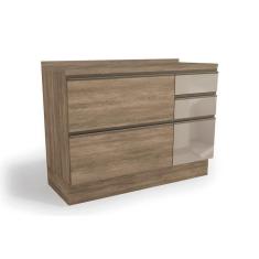 Gabinete De Cozinha Modulado Maxxi G747 1 Porta E 4 Gavetas C- Vidro + Tampo Nogal - Kappesberg