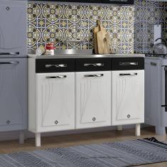 Balcão de Cozinha Aço Triplo Star New Telasul Preto