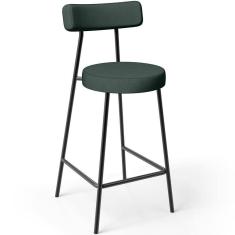 Banqueta Baixa Para Cozinha Sala De Jantar Bar Bancada Milão L02 Linho Verde Musgo - Lyam Decor