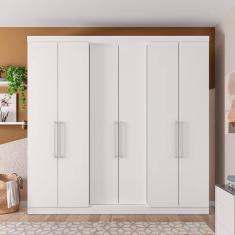 Guarda-Roupa Casal Bartira Napoli UP com 234,5cm de Largura, 6 Portas, 4 Gavetas e 4 Prateleiras