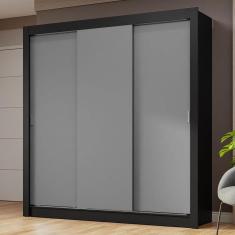 Guarda-roupa Casal 3 Portas De Correr Preto/cinza Madesa