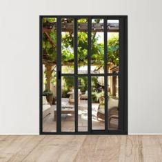 Porta Sacada de Alumínio 3 Folhas 210x150cm com Fechadura Linha 25 - E