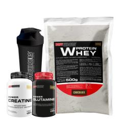Kit Whey Protein 500g + Power Creatina 100g + Power Glutamina 100g + C