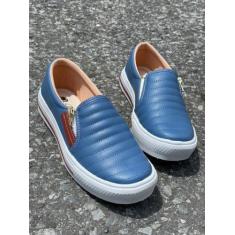 Tênis Feminino Iate de Ziper - GC CALÇADOS, Azul, 37