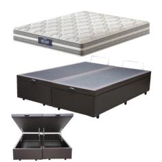 Cama Box C/ Baú Queen + Colchão Mola Ensacada Probel Vegas Springs Com