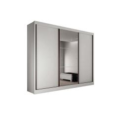 Guarda Roupa Casal 3 Portas de Correr e 4 Gavetas c/ 1 Espelho Diamond/Toulon Plus Branco - Novo Horizonte