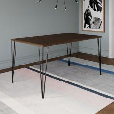 Mesa Elen Tampo Retangular 140 X 80 Cm De Madeira Amêndoa Asturias - Cor: Marrom