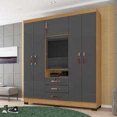 Guarda Roupas Capelinha 6 Portas E 3 Gavetas Gales Carvalho Americano/ Grafite