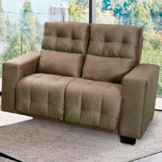 Sofá 2 Lugares Hellen Genebra Revestido Em Tecido Veludo Marrom