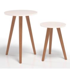 Mesa Para Escritório Retrô Pé Palito Off White Brilhante