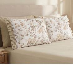 Jogo Lençol Queen 3 Peças 100 % Algodão Percal 180 Fios Babadinho - sa