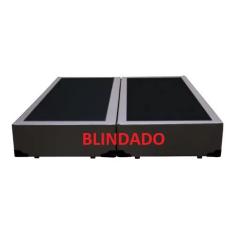 Base Box Queen Bipartido Blindado Sintético Marrom