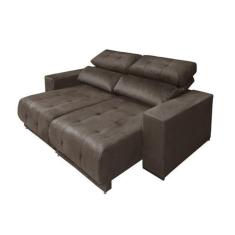 Sofá Retrátil e Reclinável 3 Lugares Veludo Marrom MamFlex 