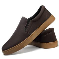 Tenis Slip On Masculino Liso de Tecido Calce Facil sem Cadarço Sola Reta