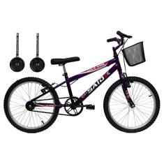 Bicicleta Aro 20 Bike Infantil Meninas feminina cesta rodinhas Saidx (Violeta)