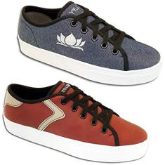 Kit 2 Pares Tenis Casual Feminino Trilupy Azul e Vermelho