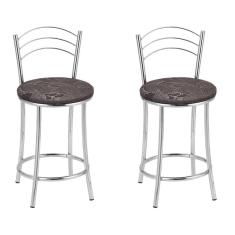 Kit 2 Banquetas Cromadas BC26-C B206 Cromado/Marrom