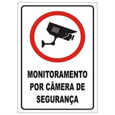 Placa em Poliestireno 20X30 Cm - Monitoramento por Cameras, SINALIZE, 250BN, Branca