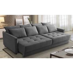 Sofá Sem Caixa Retrátil e Reclinável 2,50m com Molas Carol Veludo Cappuccino Adonai Estofados