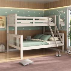 Beliche Solteiro/Casal em Madeira Maciça Moderno Off White