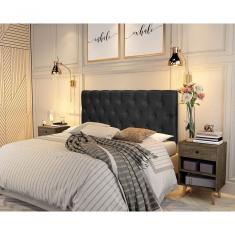 Painel Cabeceira Paris Queen Para Cama Box 1,58 Suede Preto