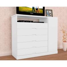 Cômoda de Quarto Portugal c/ 1 Porta 1 Nicho e 5 Gavetas Branco - Euro
