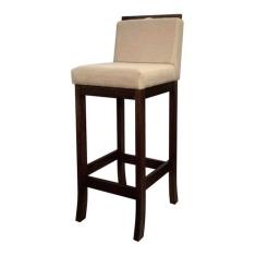 Banqueta Média para Balcão Turim Madeira Capuccino Linho Bege CCS - CC