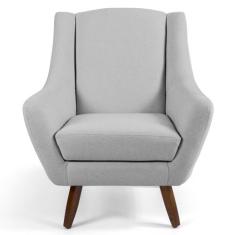 Poltrona Decorativa Sala de Estar Pés de Madeira Naomi Algodão Poliést