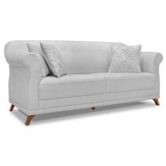 Sofá Living 2 Lugares 1,60m Vênus Linho Pés Castanho - Pallazio, Cinza