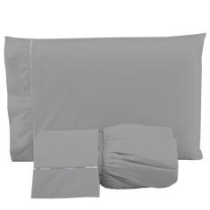 Jogo De Lençol Queen Cama Box 3 Peças Percal 400 Fios Ponto Palito Toq