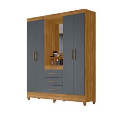 Guarda Roupa 4 Portas com Espelho Capri Freijó Cinza 831031 Moval